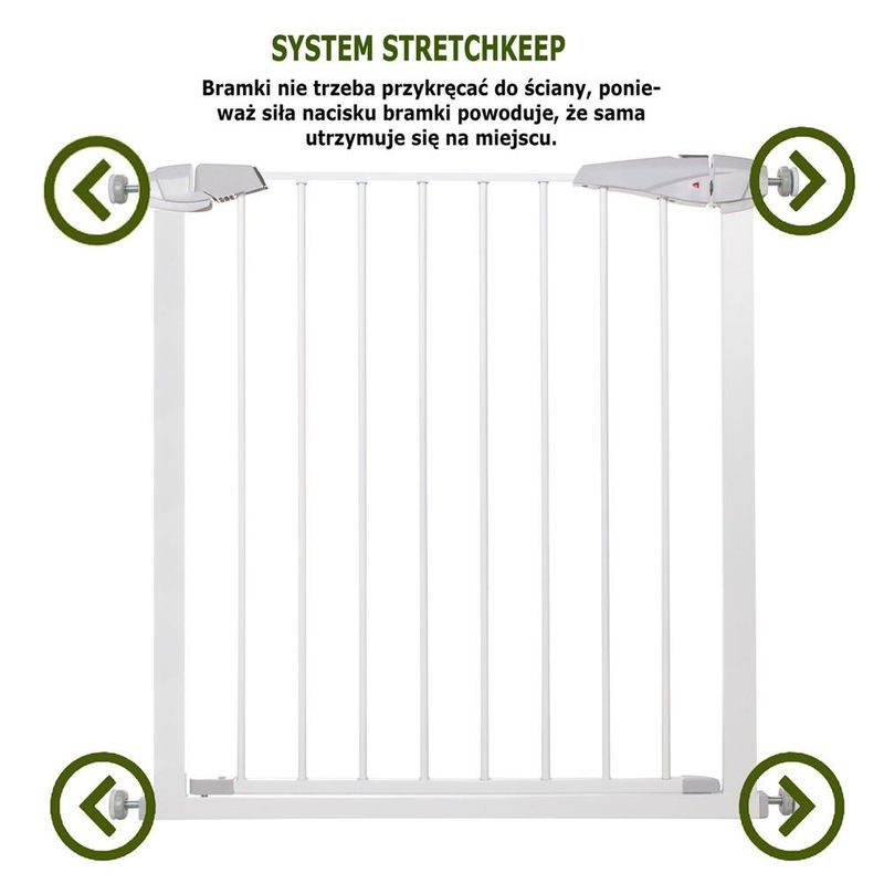 Petshop - Accesorii petshop - Jucarii animale - Jucarii educative - Poarta de siguranta Safety Gate pentru scari, ajustabila 76-85 cm, din otel, alba - Infinity.ro