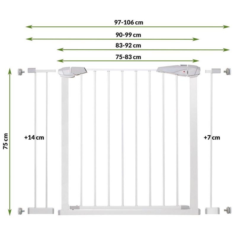 Petshop - Accesorii petshop - Jucarii animale - Jucarii educative - Poarta de siguranta Safety Gate pentru scari, ajustabila 97-106 cm, din otel, alba - Infinity.ro