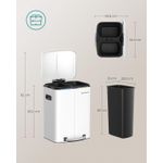 Casa si Gradina - Mobilier - Organizare si depozitare - Cosuri de gunoi - Cos de gunoi din inox cu 2 galeti interioare, colectare selectiva, 2x20 litri, alb - Infinity.ro