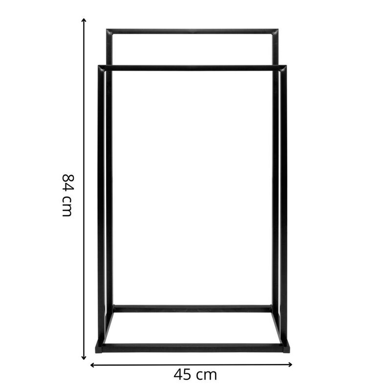 Casa si Gradina - Mobilier - Mobilier baie - Corpuri baie - Suport metalic de baie pentru prosoape, cu 2 standuri, 84 cm, negru - Infinity.ro