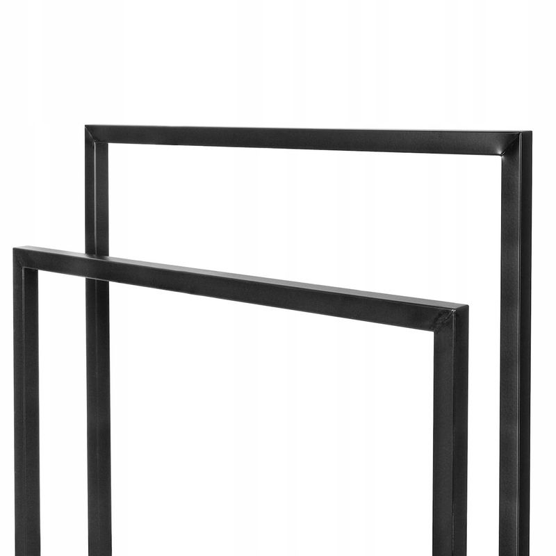 Casa si Gradina - Mobilier - Mobilier baie - Corpuri baie - Suport metalic de baie pentru prosoape, cu 2 standuri, 84 cm, negru - Infinity.ro