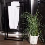 Casa si Gradina - Mobilier - Mobilier baie - Corpuri baie - Suport metalic de baie pentru prosoape, cu 2 standuri, 84 cm, negru - Infinity.ro