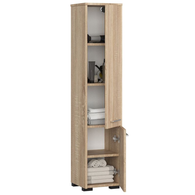 Casa si Gradina - Mobilier - Mobilier baie - Corpuri baie - Dulap baie tip coloana cu 2 usi si 5 rafturi, PAL laminat, 30x30x140 cm, stejar sonoma - Infinity.ro