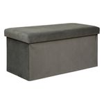 Casa si Gradina - Mobilier - Scaune si fotolii - Tabureti - Taburet pliabil Atmosphera Lilou cu spatiu depozitare 80L, 76x38x38 cm, gri - Infinity.ro