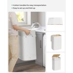 Market - Spalare si intretinere rufe - Uscatoare de rufe si accesorii - Cos de rufe din bambus, pliabil, cu captuseala detasabila lavabila, 72L, 40x30x60cm, alb - Infinity.ro