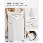 Market - Spalare si intretinere rufe - Uscatoare de rufe si accesorii - Cos de rufe din bambus, pliabil, cu captuseala detasabila lavabila, 72L, 40x30x60cm, alb - Infinity.ro