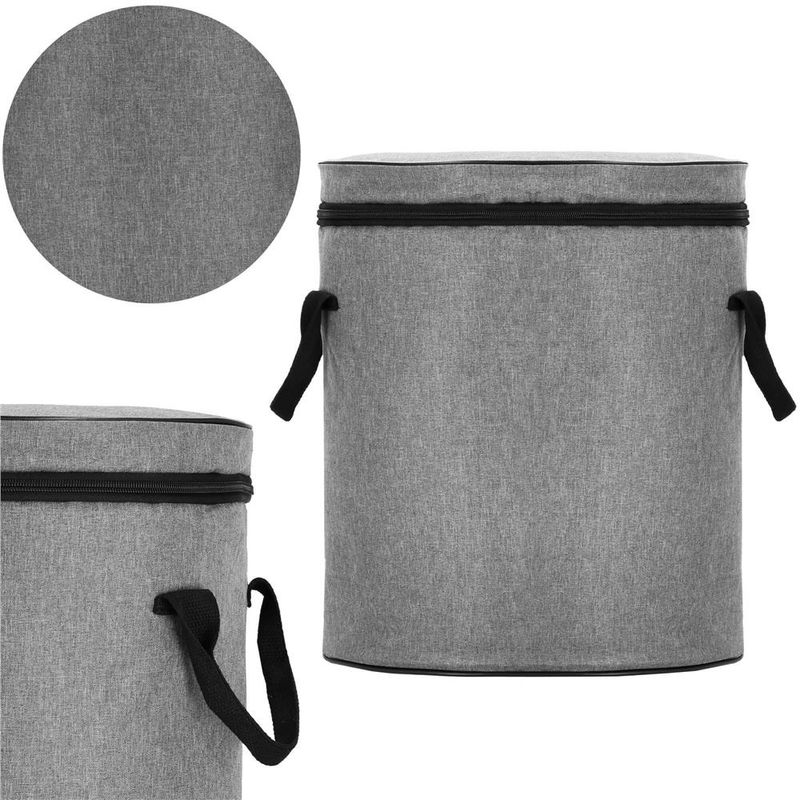 Market - Spalare si intretinere rufe - Uscatoare de rufe si accesorii - Cos depozitare haine sau jucarii, 40x33cm, bumbac si in, 43 l, gri - Infinity.ro