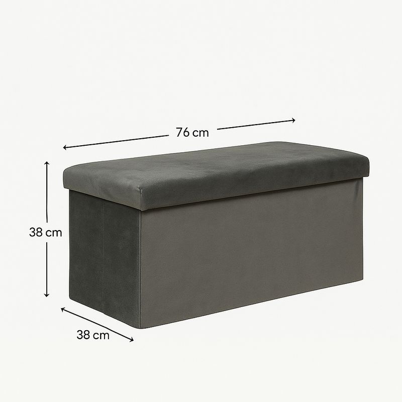 Casa si Gradina - Mobilier - Scaune si fotolii - Tabureti - Taburet pliabil Atmosphera Lilou cu spatiu depozitare 80L, 76x38x38 cm, gri - Infinity.ro