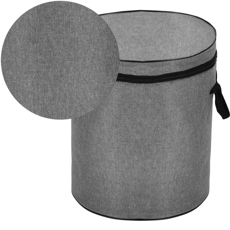 Market - Spalare si intretinere rufe - Uscatoare de rufe si accesorii - Cos depozitare haine sau jucarii, 40x33cm, bumbac si in, 43 l, gri - Infinity.ro