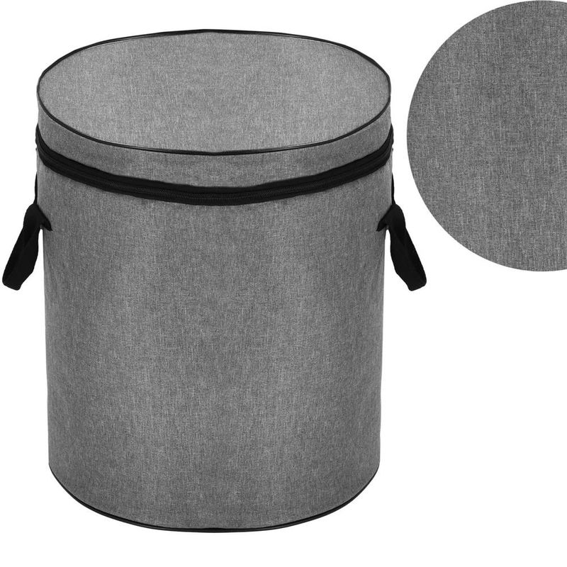 Market - Spalare si intretinere rufe - Uscatoare de rufe si accesorii - Cos depozitare haine sau jucarii, 40x33cm, bumbac si in, 43 l, gri - Infinity.ro