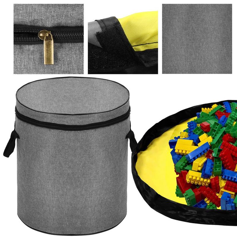 Market - Spalare si intretinere rufe - Uscatoare de rufe si accesorii - Cos depozitare haine sau jucarii, 40x33cm, bumbac si in, 43 l, gri - Infinity.ro