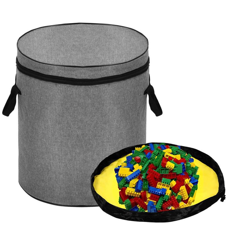 Market - Spalare si intretinere rufe - Uscatoare de rufe si accesorii - Cos depozitare haine sau jucarii, 40x33cm, bumbac si in, 43 l, gri - Infinity.ro