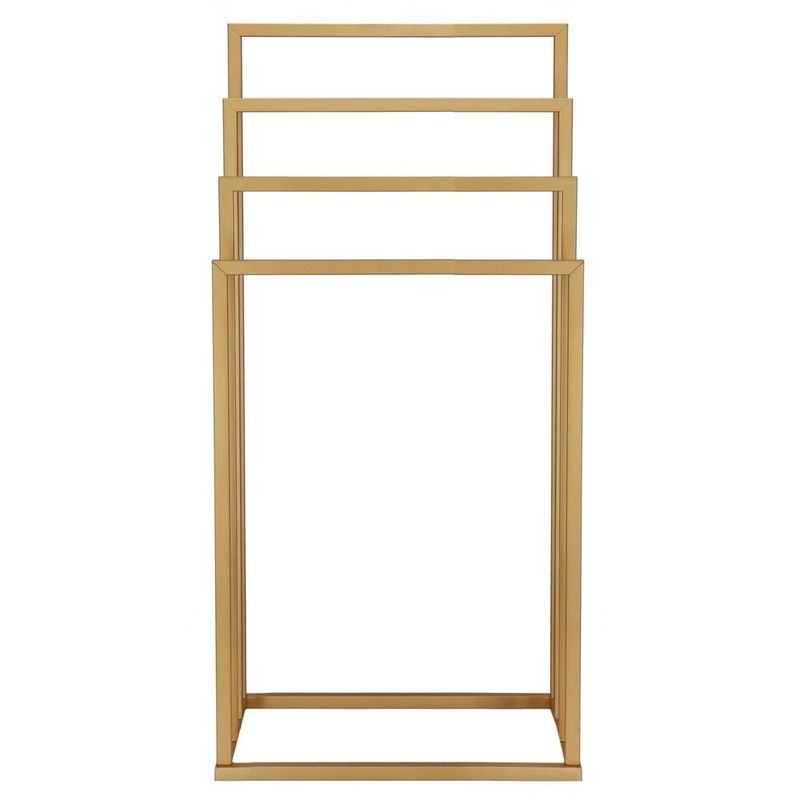 Casa si Gradina - Sanitare - Suporturi si accesorii baie - Accesorii baie - Suport metalic de baie pentru prosoape, cu 4 standuri, 96 cm, auriu mat - Infinity.ro