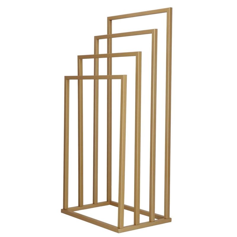 Casa si Gradina - Sanitare - Suporturi si accesorii baie - Accesorii baie - Suport metalic de baie pentru prosoape, cu 4 standuri, 96 cm, auriu mat - Infinity.ro