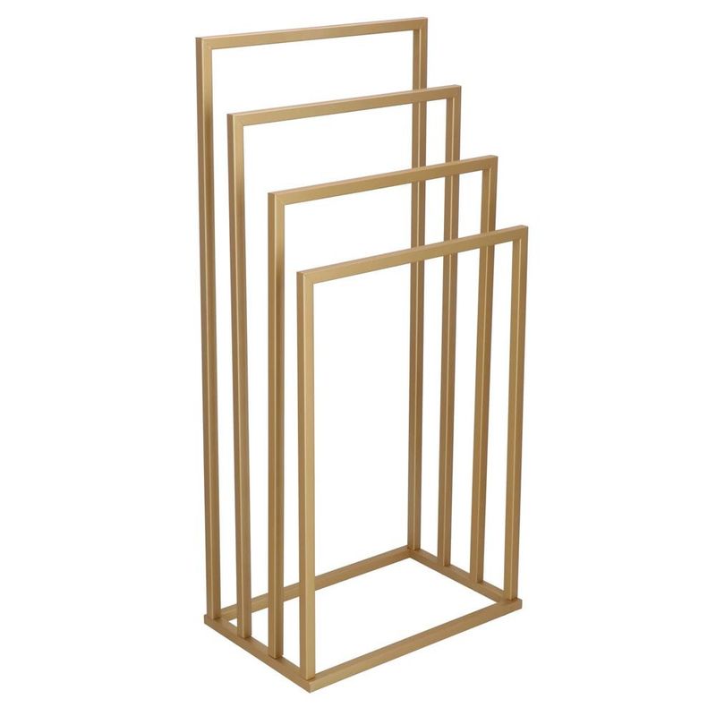 Casa si Gradina - Sanitare - Suporturi si accesorii baie - Accesorii baie - Suport metalic de baie pentru prosoape, cu 4 standuri, 96 cm, auriu mat - Infinity.ro