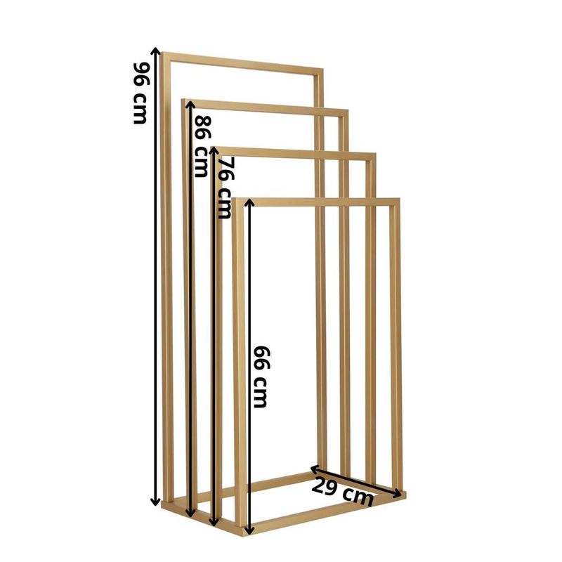 Casa si Gradina - Sanitare - Suporturi si accesorii baie - Accesorii baie - Suport metalic de baie pentru prosoape, cu 4 standuri, 96 cm, auriu mat - Infinity.ro