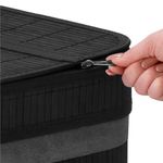 Market - Spalare si intretinere rufe - Uscatoare de rufe si accesorii - Cos de rufe din bambus cu capac, 2 compartimente, sac detasabil, volum 100L, 54x35x60cm, negru - Infinity.ro