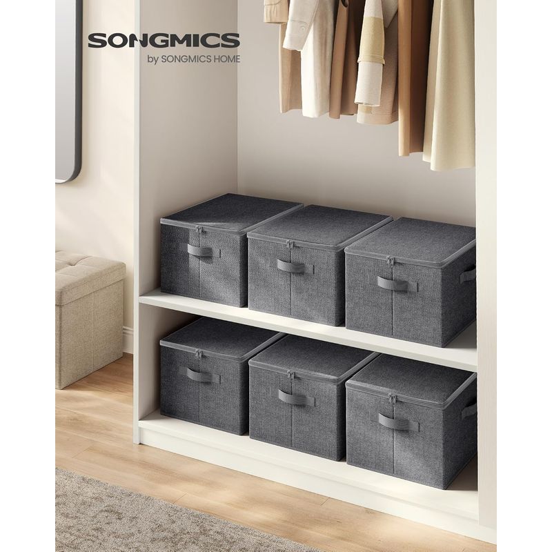 Casa si Gradina - Mobilier - Organizare si depozitare - Organizatoare pentru sertare si dulapuri - Set 3 cutii de depozitare pliabile, organizatoare pentru dulap, textil, 40x30x25 cm, gri - Infinity.ro
