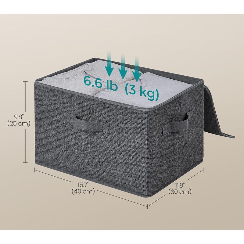 Casa si Gradina - Mobilier - Organizare si depozitare - Organizatoare pentru sertare si dulapuri - Set 3 cutii de depozitare pliabile, organizatoare pentru dulap, textil, 40x30x25 cm, gri - Infinity.ro