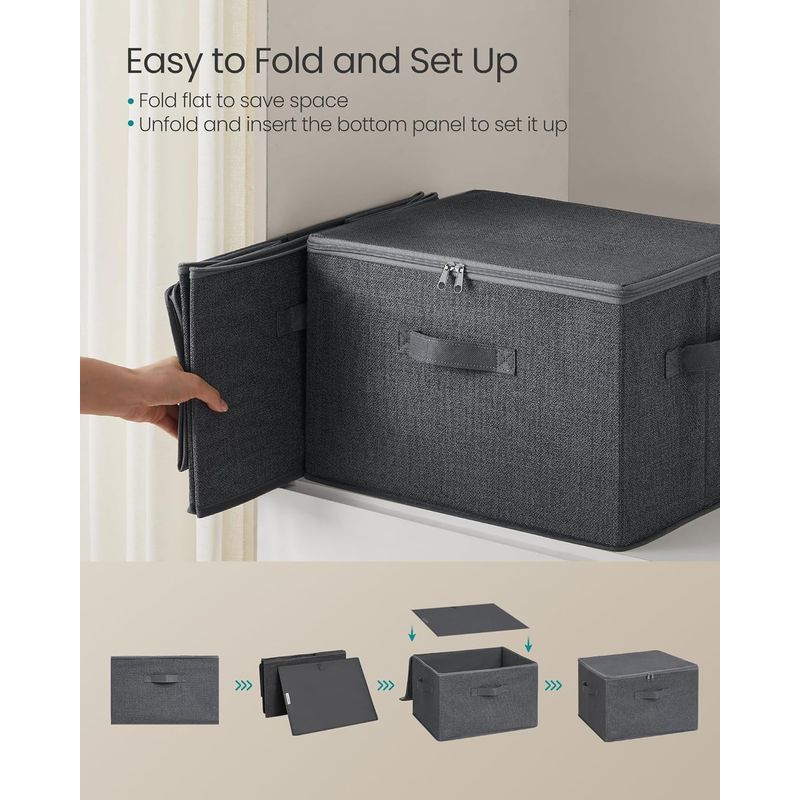 Casa si Gradina - Mobilier - Organizare si depozitare - Organizatoare pentru sertare si dulapuri - Set 3 cutii de depozitare pliabile, organizatoare pentru dulap, textil, 40x30x25 cm, gri - Infinity.ro