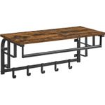 Casa si Gradina - Mobilier - Organizare si depozitare - Cuiere - Cuier de perete cu raft de depozitare, 5 carlige detasabile, 30x66x27cm, maro rustic si negru - Infinity.ro