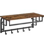 Casa si Gradina - Mobilier - Organizare si depozitare - Cuiere - Cuier de perete cu raft de depozitare, 5 carlige detasabile, 30x66x27cm, maro rustic si negru - Infinity.ro