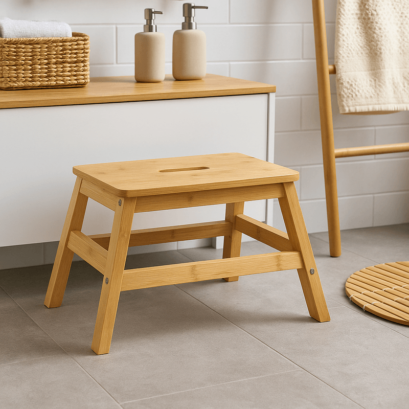 Casa si Gradina - Mobilier - Scaune si fotolii - Tabureti - Scaunel 5Five bambus 1 treapta, 26x25x38 cm, bej - Infinity.ro