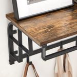 Casa si Gradina - Mobilier - Organizare si depozitare - Cuiere - Cuier de perete cu raft de depozitare, 5 carlige detasabile, 30x66x27cm, maro rustic si negru - Infinity.ro