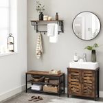 Casa si Gradina - Mobilier - Organizare si depozitare - Cuiere - Cuier de perete cu raft de depozitare, 5 carlige detasabile, 30x66x27cm, maro rustic si negru - Infinity.ro