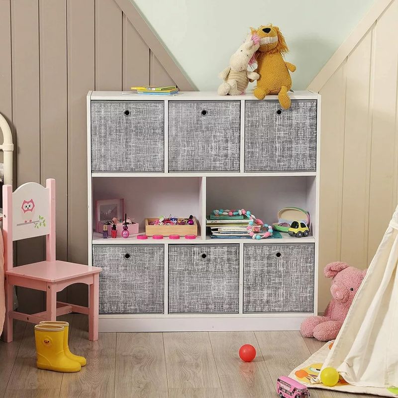 Casa si Gradina - Mobilier - Organizare si depozitare - Organizatoare pentru sertare si dulapuri - Set 6 cutii de depozitare, pliabile, din material textil, 30x30x30 cm, gri - Infinity.ro