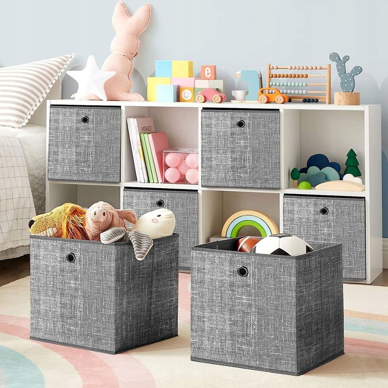 Casa si Gradina - Mobilier - Organizare si depozitare - Organizatoare pentru sertare si dulapuri - Set 6 cutii de depozitare, pliabile, din material textil, 30x30x30 cm, gri - Infinity.ro