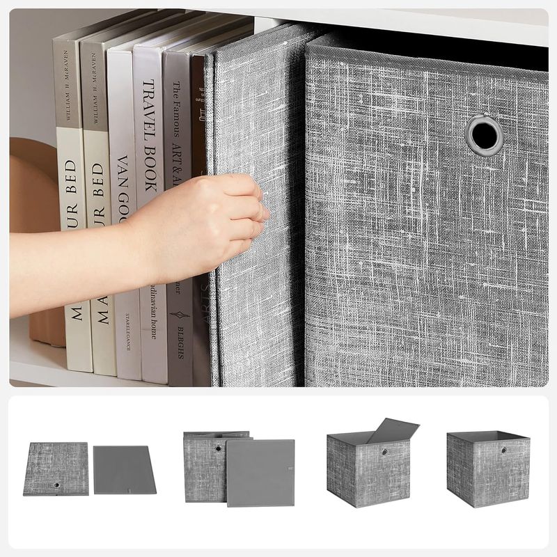 Casa si Gradina - Mobilier - Organizare si depozitare - Organizatoare pentru sertare si dulapuri - Set 6 cutii de depozitare, pliabile, din material textil, 30x30x30 cm, gri - Infinity.ro
