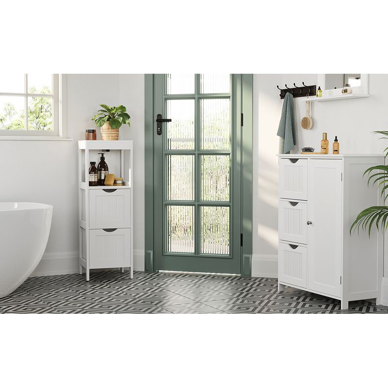 Casa si Gradina - Mobilier - Mobilier baie - Corpuri baie - Dulap de podea pentru baie, multifunctional, 2 sertare, 30x30x89cm, alb - Infinity.ro