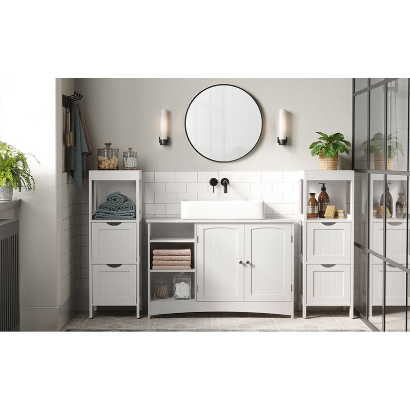 Casa si Gradina - Mobilier - Mobilier baie - Corpuri baie - Dulap de podea pentru baie, multifunctional, 2 sertare, 30x30x89cm, alb - Infinity.ro