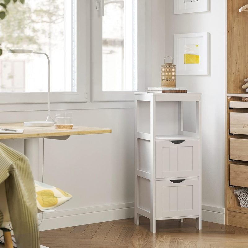 Casa si Gradina - Mobilier - Mobilier baie - Corpuri baie - Dulap de podea pentru baie, multifunctional, 2 sertare, 30x30x89cm, alb - Infinity.ro