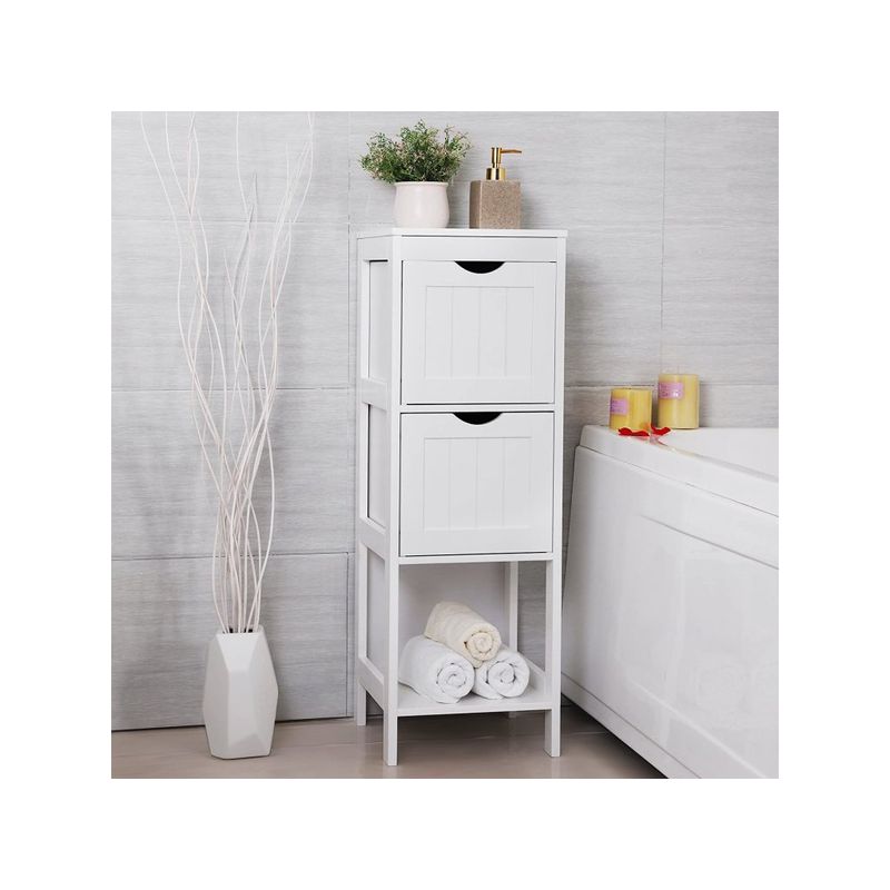 Casa si Gradina - Mobilier - Mobilier baie - Corpuri baie - Dulap de podea pentru baie, multifunctional, 2 sertare, 30x30x89cm, alb - Infinity.ro