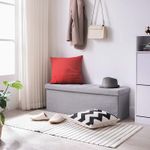 Casa si Gradina - Mobilier - Scaune si fotolii - Fotolii - Taburet pliabil cu sezut moale, spatiu de depozitare 131litri, maxim 300kg, 110x38x38cm, gri - Infinity.ro