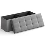 Casa si Gradina - Mobilier - Scaune si fotolii - Fotolii - Taburet pliabil cu sezut moale, spatiu de depozitare 131litri, maxim 300kg, 110x38x38cm, gri - Infinity.ro