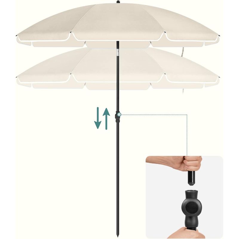 Casa si Gradina - Gradina si terasa - Umbrele si pavilioane - Umbrele - SONGMICS Umbrela terasa gradina sau plaja, cu inclinare, husa, diametru 160cm, bej - Infinity.ro