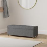 Casa si Gradina - Mobilier - Organizare si depozitare - Bancute - Bancuta depozitare pliabila cu picioare din lemn, 112 litri, textil, 110x38x40 cm, gri - Infinity.ro