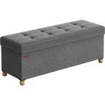 Casa si Gradina - Mobilier - Organizare si depozitare - Bancute - Bancuta depozitare pliabila cu picioare din lemn, 112 litri, textil, 110x38x40 cm, gri - Infinity.ro