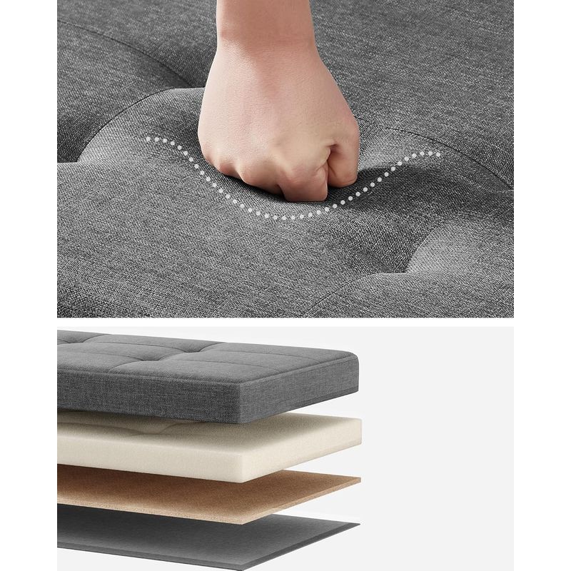 Casa si Gradina - Mobilier - Organizare si depozitare - Bancute - Bancuta depozitare pliabila cu picioare din lemn, 112 litri, textil, 110x38x40 cm, gri - Infinity.ro