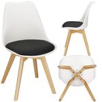 Casa si Gradina - Mobilier - Scaune si fotolii - Scaune - Set 4 scaune dining Verdhe pentru bucatarie cu perna tapitata cu piele ecologica, 44x82cm, alb negru - Infinity.ro