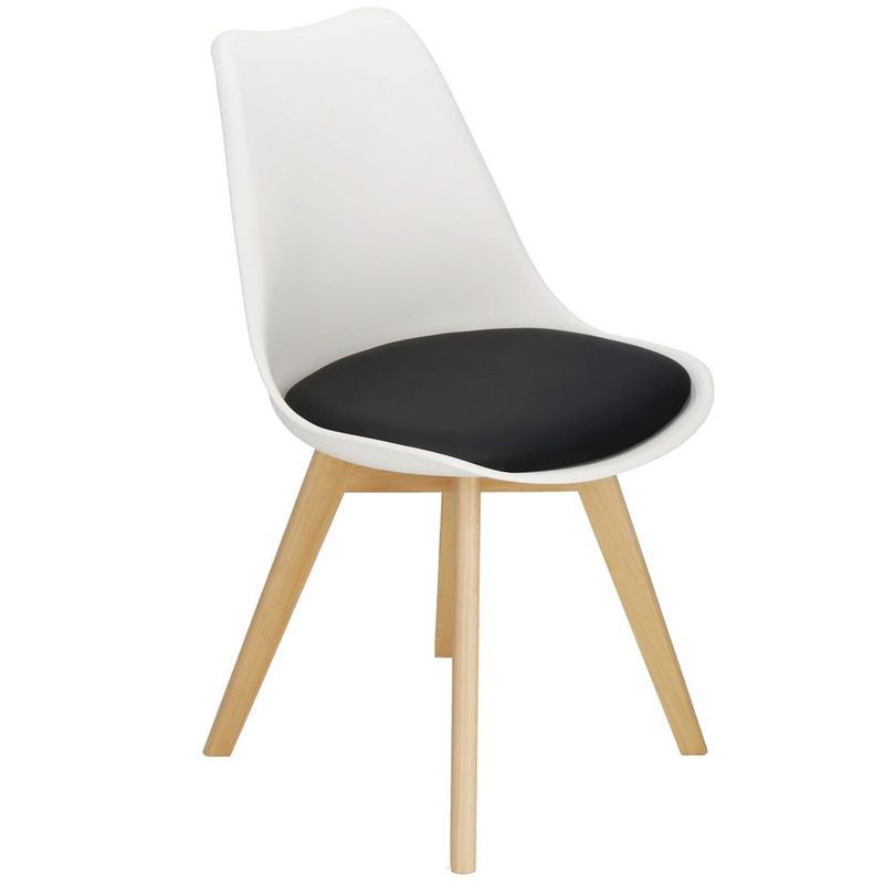 Casa si Gradina - Mobilier - Scaune si fotolii - Scaune - Set 4 scaune dining Verdhe pentru bucatarie cu perna tapitata cu piele ecologica, 44x82cm, alb negru - Infinity.ro