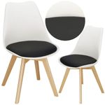 Casa si Gradina - Mobilier - Scaune si fotolii - Scaune - Set 4 scaune dining Verdhe pentru bucatarie cu perna tapitata cu piele ecologica, 44x82cm, alb negru - Infinity.ro