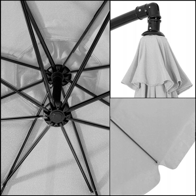 Casa si Gradina - Gradina si terasa - Umbrele si pavilioane - Umbrele - Umbrela de gradina cu brat lateral banana, cu husa, 300cm, gri deschis - Infinity.ro