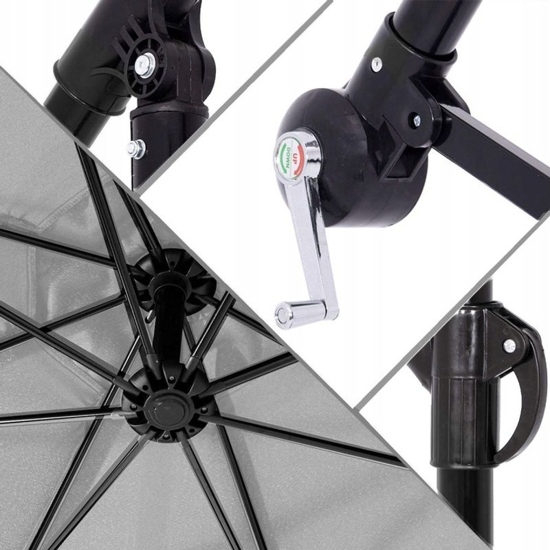 Casa si Gradina - Gradina si terasa - Umbrele si pavilioane - Umbrele - Umbrela de gradina cu brat lateral banana, cu husa, 300cm, gri deschis - Infinity.ro