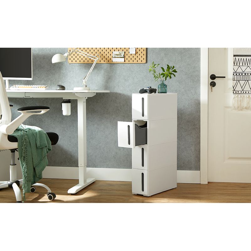 Casa si Gradina - Mobilier - Mobilier baie - Corpuri baie - Etajera ingusta cu roti, pentru baie sau bucatarie, cu 4 sertare, 45x17x84 cm, alb - Infinity.ro
