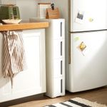 Casa si Gradina - Mobilier - Mobilier baie - Corpuri baie - Etajera ingusta cu roti, pentru baie sau bucatarie, cu 4 sertare, 45x17x84 cm, alb - Infinity.ro