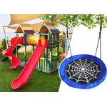 Casa si Gradina - Gradina si terasa - Balansoare si hamace - Balansoare - Leagan tip cuib Spider, 100cm, inaltime reglabila, 150 kg, Albastru Negru - Infinity.ro